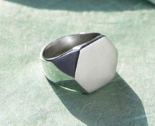 Load image into Gallery viewer, Handmade Mens Sterling Silver Hexagonal Ring