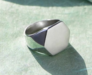 Handmade Mens Sterling Silver Hexagonal Ring