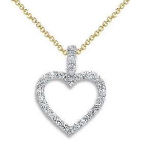 18K Gold 0.60 Carat Diamond Heart Pendant Necklace