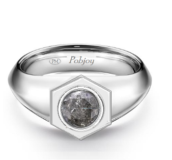 Mens Salt & Pepper Diamond Ring - Pobjoy Diamonds