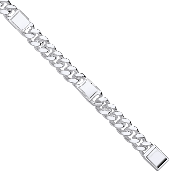 Men's Sterling Silver Curb Feature Bracelet
