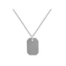Load image into Gallery viewer, His Or Hers Clipped Edge Silver Dog Tag &amp; Silver Chain