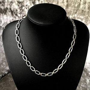 9K Yellow Gold & Sterling Silver Ladies Oval Link Necklace