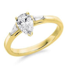 Load image into Gallery viewer, Pear Cut Diamond &amp; Side Baguettes Ring - Pobjoy Diamonds