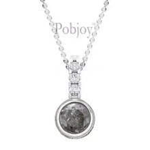Load image into Gallery viewer, Salt &amp; Pepper Round Diamond Drop Pendant Necklace