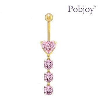 Four Stone Pink Lab Diamond Drop Belly Ring - 1.40 carats