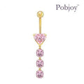 Four Stone Pink Lab Diamond Drop Belly Ring - 1.40 carats