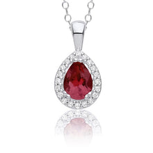 Load image into Gallery viewer, 9K White Gold Red Ruby &amp; Diamond Round Pendant Necklace
