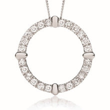 Load image into Gallery viewer, 9K White Gold Diamond Circle Pendant Necklace 1.00 Carat