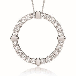 9K White Gold Diamond Circle Pendant Necklace 1.00 Carat