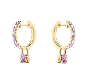 Huggie Pink Diamond & Sapphire Drop Earrings