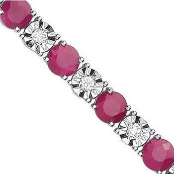 18K White Gold Ruby & Diamond Tennis Bracelet 5.92 Carats