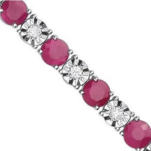 Load image into Gallery viewer, 18K White Gold Ruby &amp; Diamond Tennis Bracelet 5.92 Carats