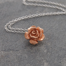 Load image into Gallery viewer, Handmade Silver And Rose Gold Flower Necklace
