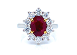 Oval Cut Ruby And Diamond Cluster Ring 3.30 Carats