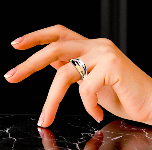 9K Gold Three Colour Russian Wedding Ring - Pobjoy Diamonds