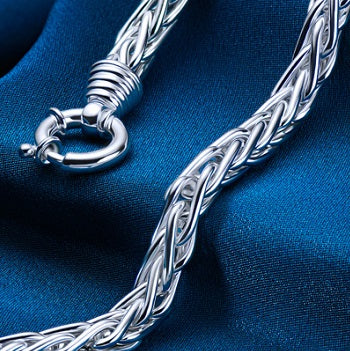 Sterling Silver Mens Handmade Spiga Bracelet