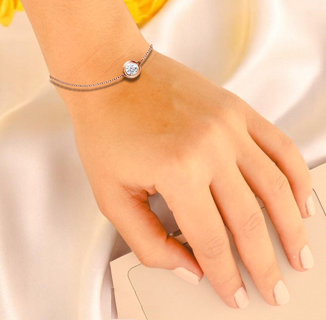 Solitaire Diamond Bezel Set Bracelet - Options - Pobjoy Diamonds