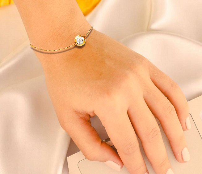Solitaire Diamond Bezel Set Bracelet - Options. Pobjoy Diamonds
