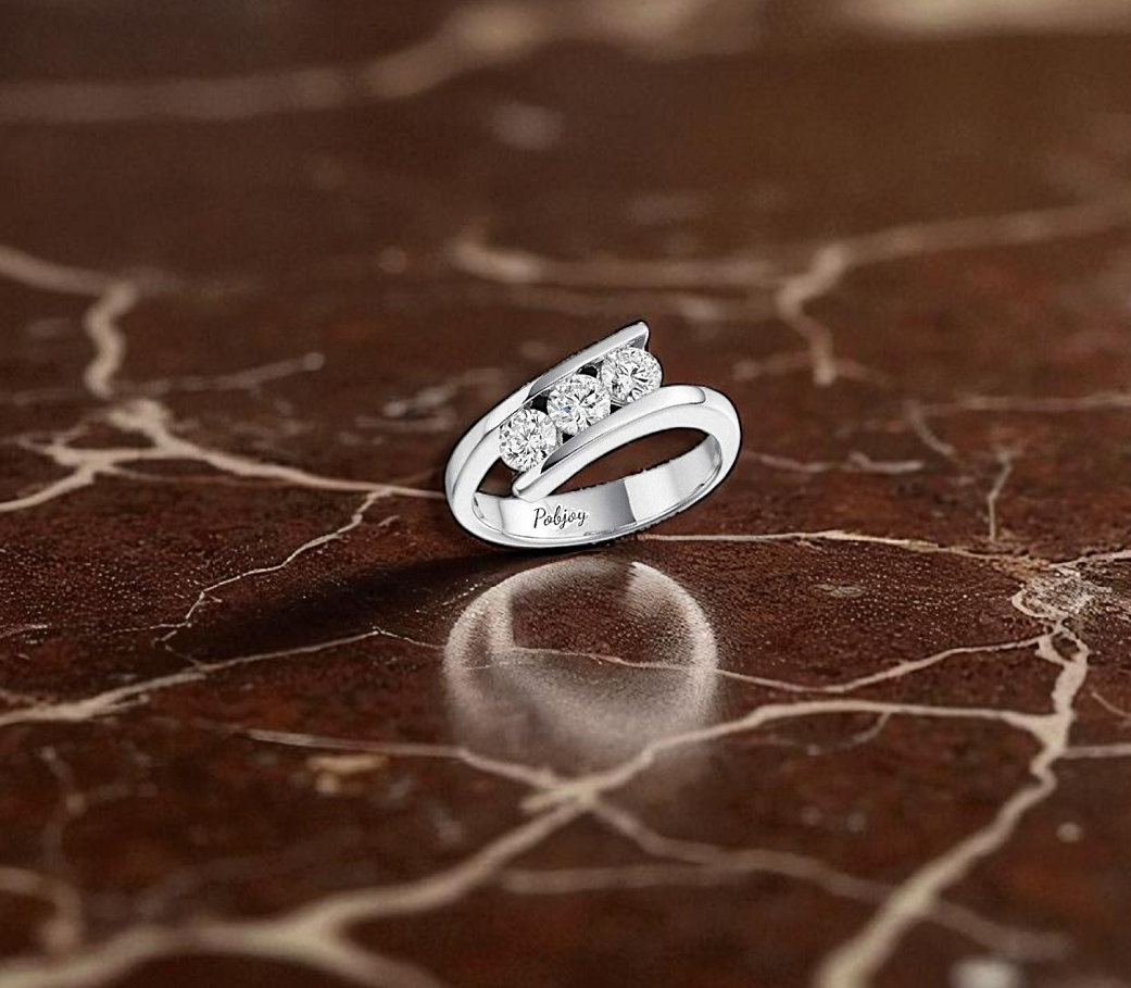 950 Platinum Tension Set Diamond Trilogy Ring - 0.75 Carats - Pobjoy Diamonds