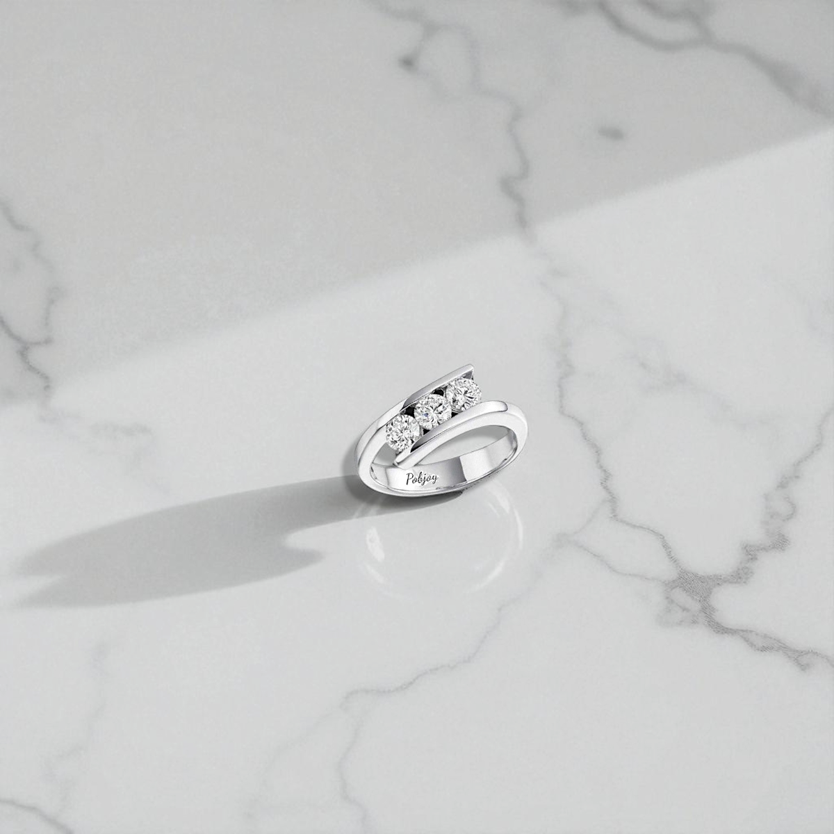 950 Platinum Tension Set Diamond Trilogy Ring - 0.75 Carats - Pobjoy Diamonds