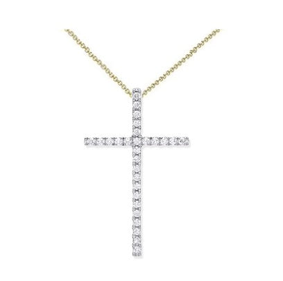 18K Gold & Diamond Cross Pendant 0.35 Carats