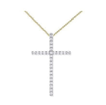Load image into Gallery viewer, 18K Gold &amp; Diamond Cross Pendant 0.35 Carats