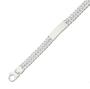 Men's Sterling Silver Double Curb Identity Bracelet 