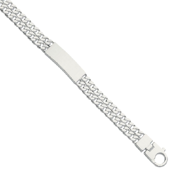 Men's Sterling Silver Double Curb Identity Bracelet 