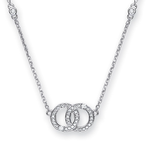 9K Gold Twin Hoop Diamond Pendant Necklace - Pobjoy Diamonds