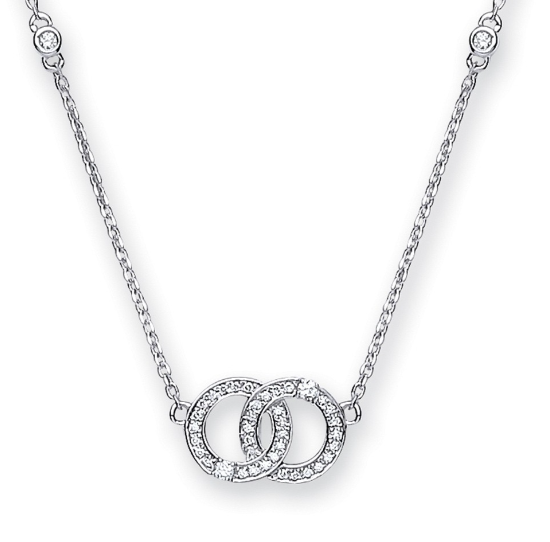 9K Gold Twin Hoop Diamond Pendant Necklace - Pobjoy Diamonds