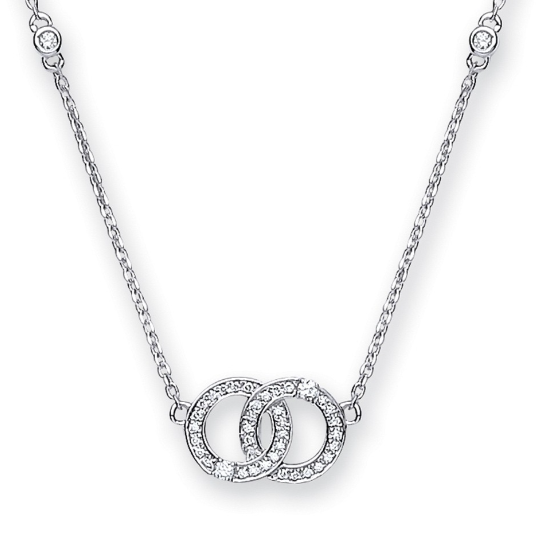 9K Gold Twin Hoop Diamond Pendant Necklace