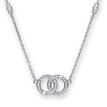 Load image into Gallery viewer, 9K Gold Twin Hoop Diamond Pendant Necklace