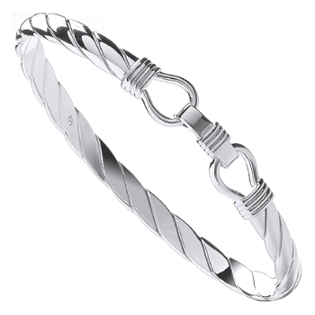Sterling Silver Ladies Solid Twist Bangle 6mm