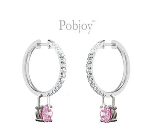 18K White Gold Pink Diamond Drop Earrings - 1.50 Carats