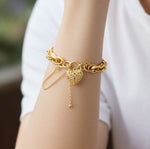 9K Yellow Gold Prince Of Wales Heart Bracelet Wide Gauge