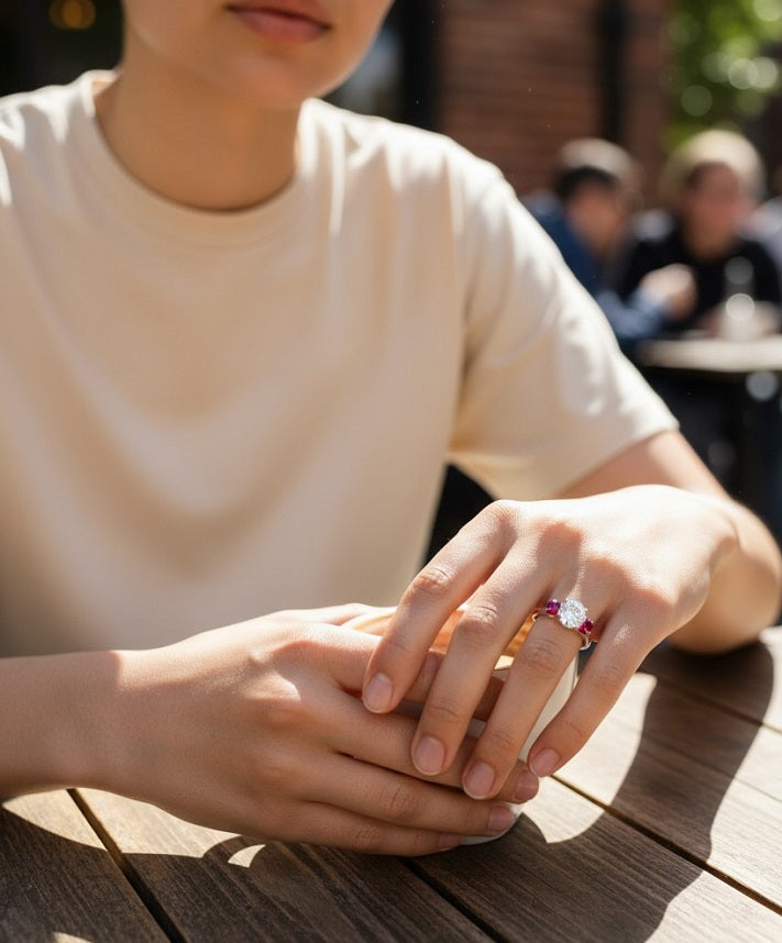 Diamond & Ruby Trilogy Ring - Options - Pobjoy Diamonds