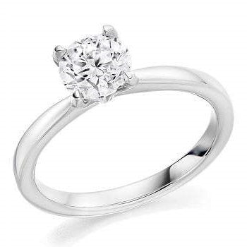950 Platinum 0.90 Carat Solitaire Round Brilliant Cut Diamond Ring H/Si - Pobjoy Diamonds