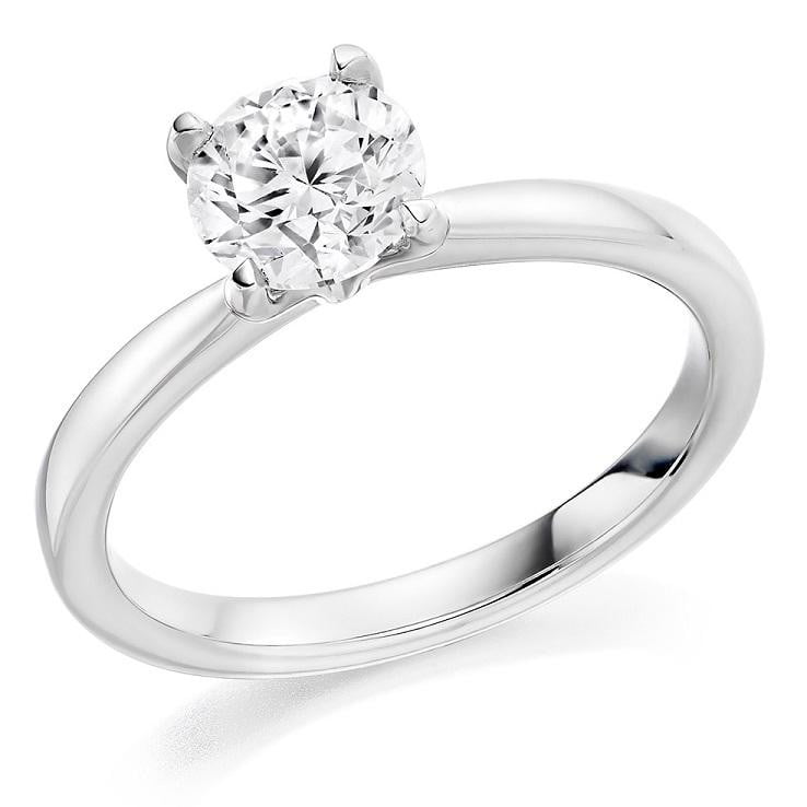 950 Platinum 1.01 Carat Solitaire Round Brilliant Cut Diamond Ring - Pobjoy Diamonds