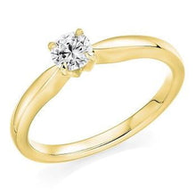 Load image into Gallery viewer, 18K Yellow Gold 0.25 Round Brilliant Cut Solitaire Diamond Ring F/VS1 Pobjoy Diamonds