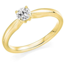 Load image into Gallery viewer, 18K Yellow Gold 0.25 Round Brilliant Cut Solitaire Diamond Ring F/VS1 Pobjoy Diamonds