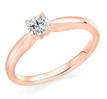 Load image into Gallery viewer, 18K Rose Gold 0.25 Round Brilliant Cut Solitaire Diamond Ring F/VS1 - Pobjoy Diamonds