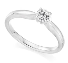 Load image into Gallery viewer, 950 Platinum 0.25 Round Brilliant Cut Solitaire Diamond Ring F/VS1 Pobjoy Diamonds