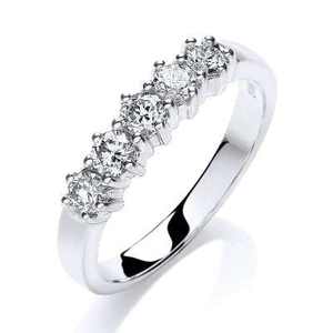 9K Gold Diamond Half Eternity Ring 0.50 CTW - Pobjoy Diamonds