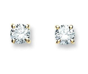18K White/Yellow Gold 0.5 Carat Solitaire Diamond Stud Earrings-Pobjoy Diamonds