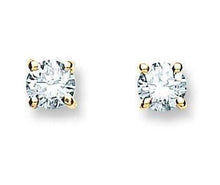 Load image into Gallery viewer, 9K Yellow Gold 0.25 Carat Solitaire Diamond Stud Earrings H/Si1 - Pobjoy Diamonds