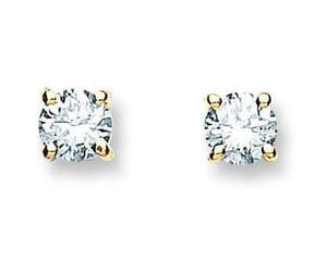 9K Yellow Gold 0.25 Carat Solitaire Diamond Stud Earrings H/Si1 - Pobjoy Diamonds