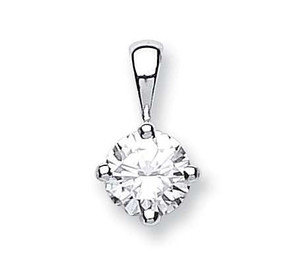18K White Gold Claw Set Round Brilliant Cut Diamond Pendant & Neck Chain - 0.70 Carat G/Si1 - Pobjoy Diamonds