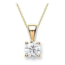 Load image into Gallery viewer, 18K Yellow Gold Claw Set Round Brilliant Cut Diamond Pendant &amp; Neck Chain - 0.70 Carat G/Si1 - Pobjoy Diamonds