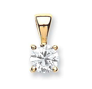 18K Yellow Gold Claw Set Round Brilliant Cut Diamond Pendant & Neck Chain - 0.70 Carat G/Si1 - Pobjoy Diamonds